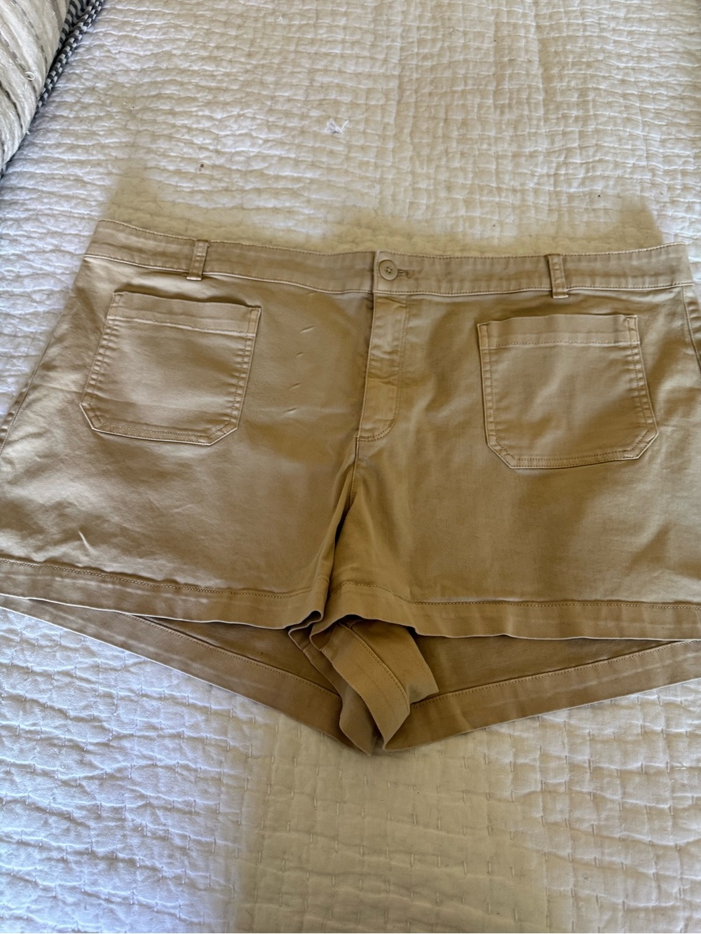 J. Crew High-Waist Khaki Shorts in Tan